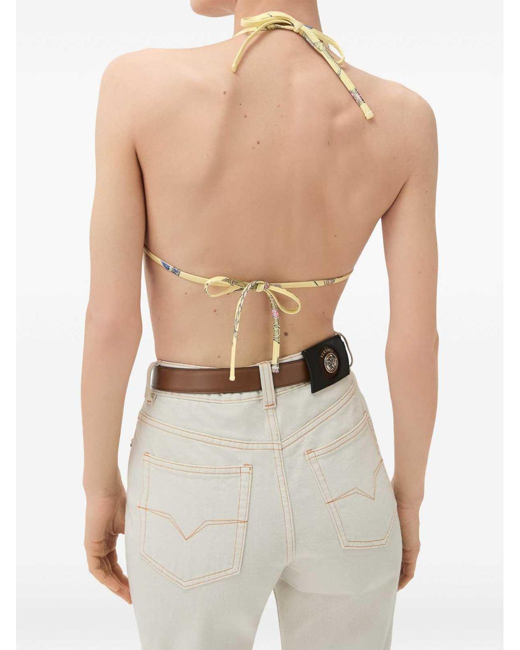Versace Metallic Triangle Bikini Top