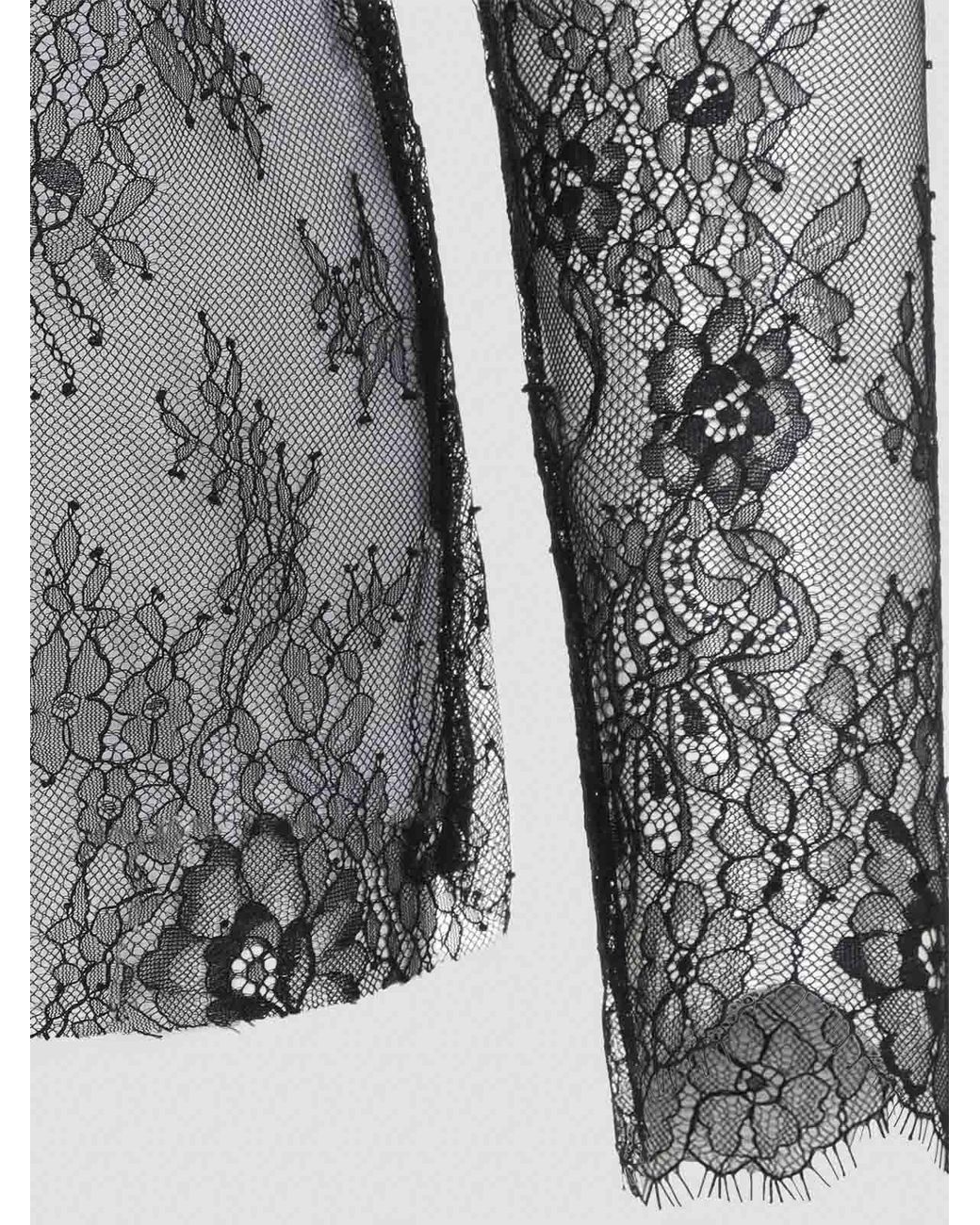 Alberta Ferretti Gray Lace Ls T-Shirt