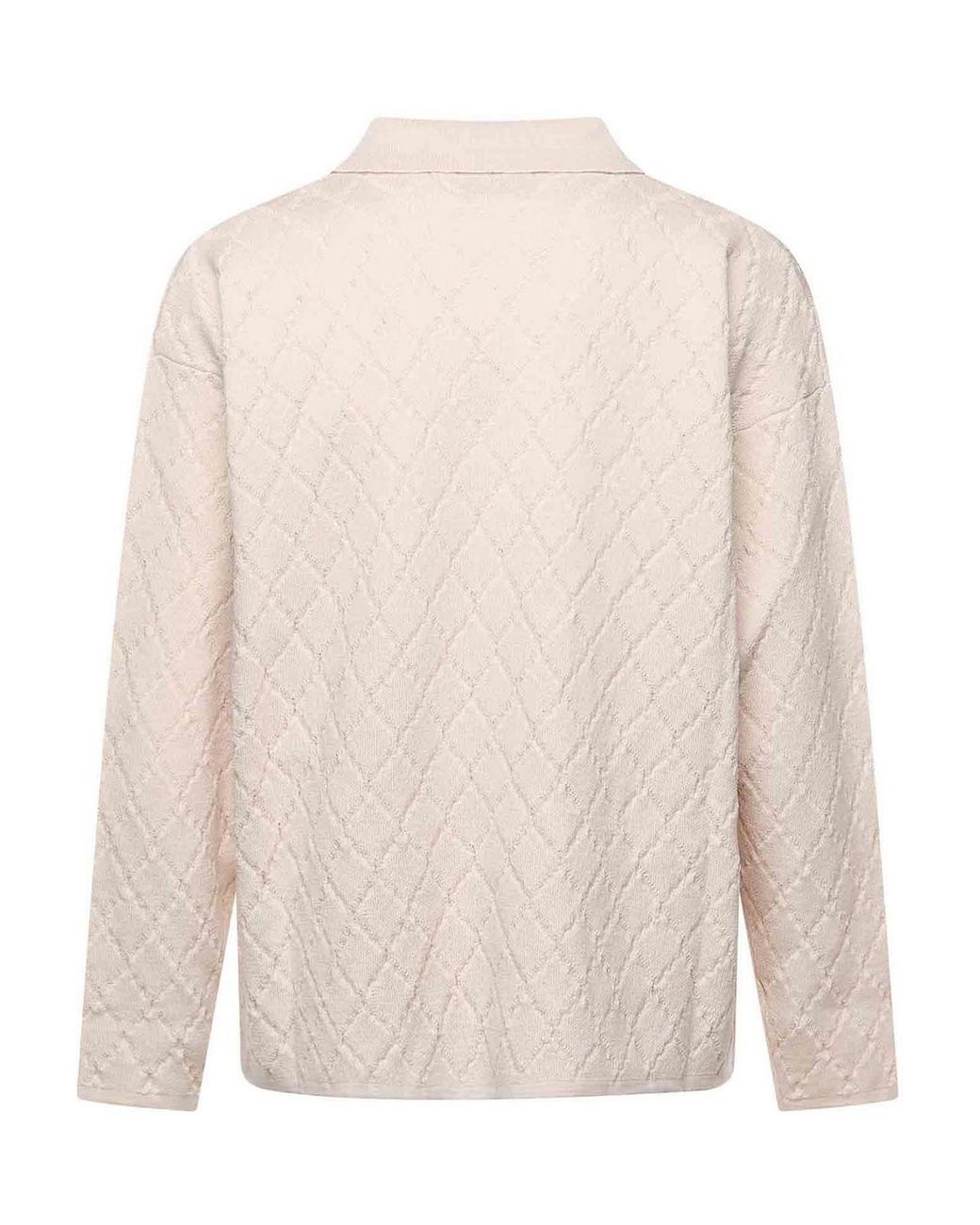 Bonsai Pink Diamond-Pattern Knit Polo for men