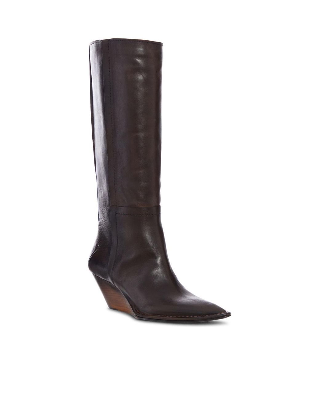 Capasa Brown Camperos High Leather Boot With Wedge