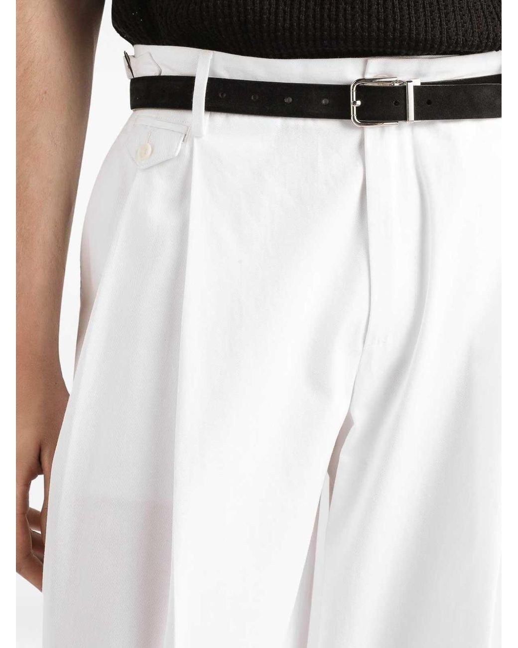 Dolce & Gabbana White Pleated Trousers for men