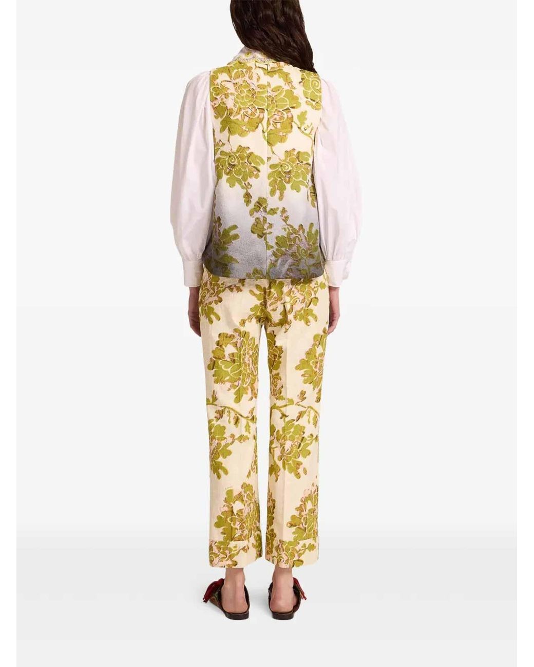 LaDoubleJ Yellow Hendrix Floral-Print Trousers