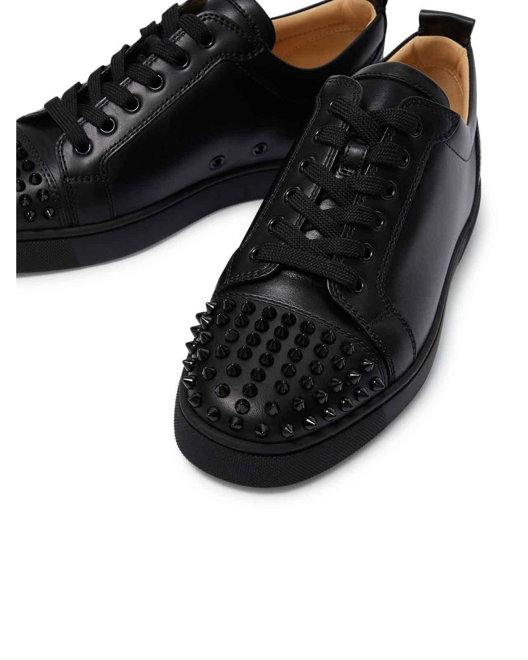 Christian Louboutin Black Louis Junior Spikes Leather Sneaker for men
