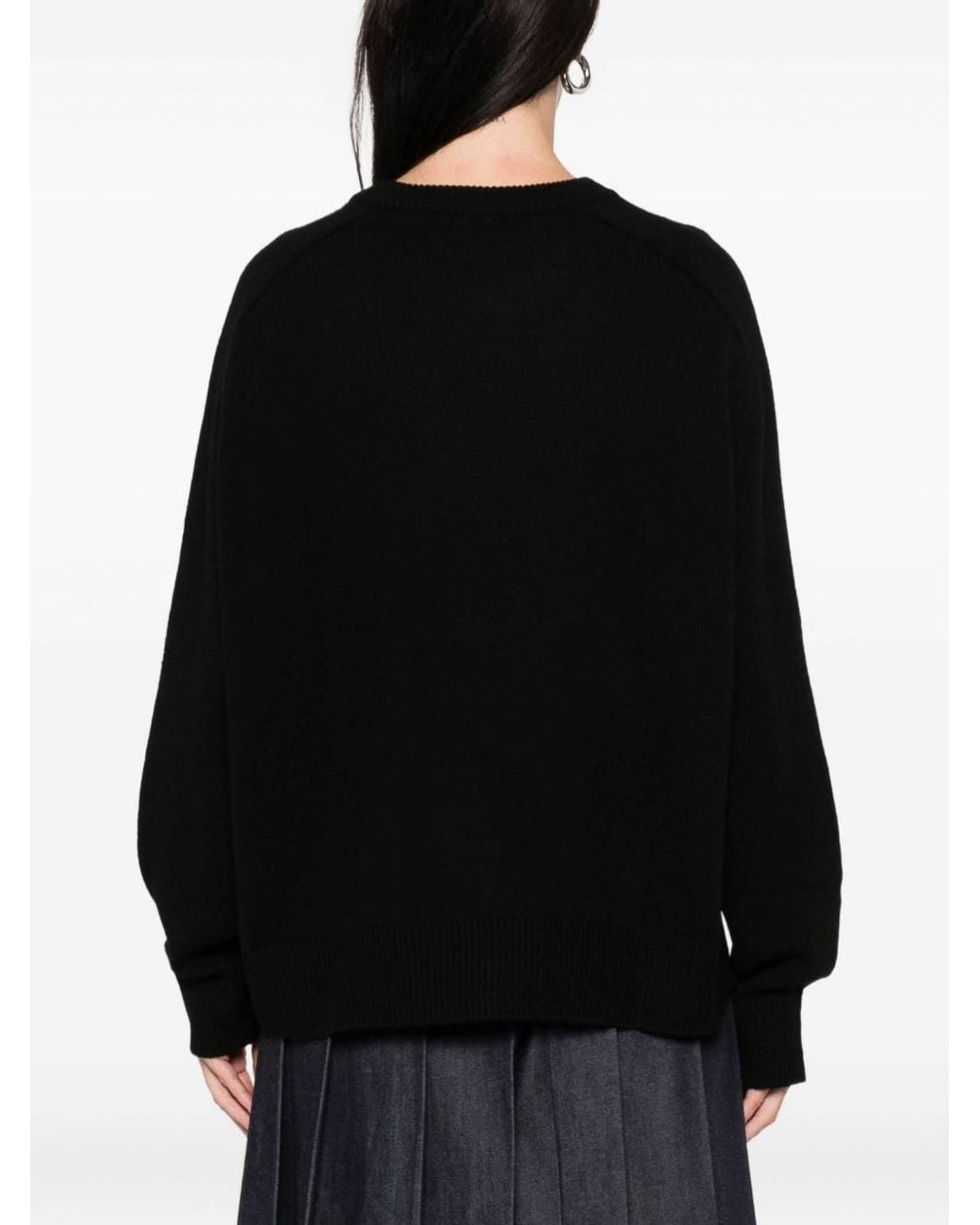 Soft Goat Black Wool Crewneck Jumper