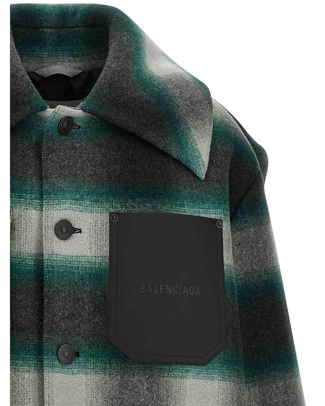 Balenciaga Green Workwear Cocoon Wool Jacket for men