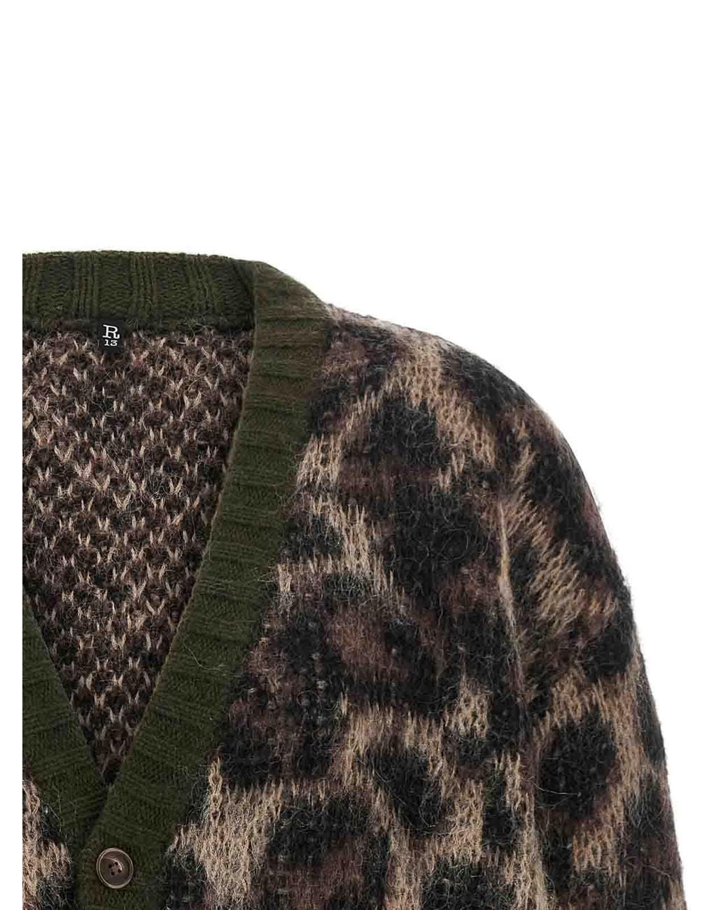 R13 Black Animal Print Cardigan