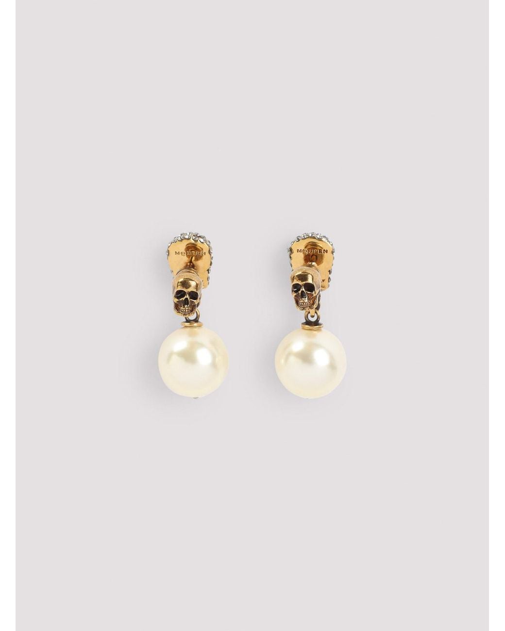 McQueen Metallic Pave Skull Earrings