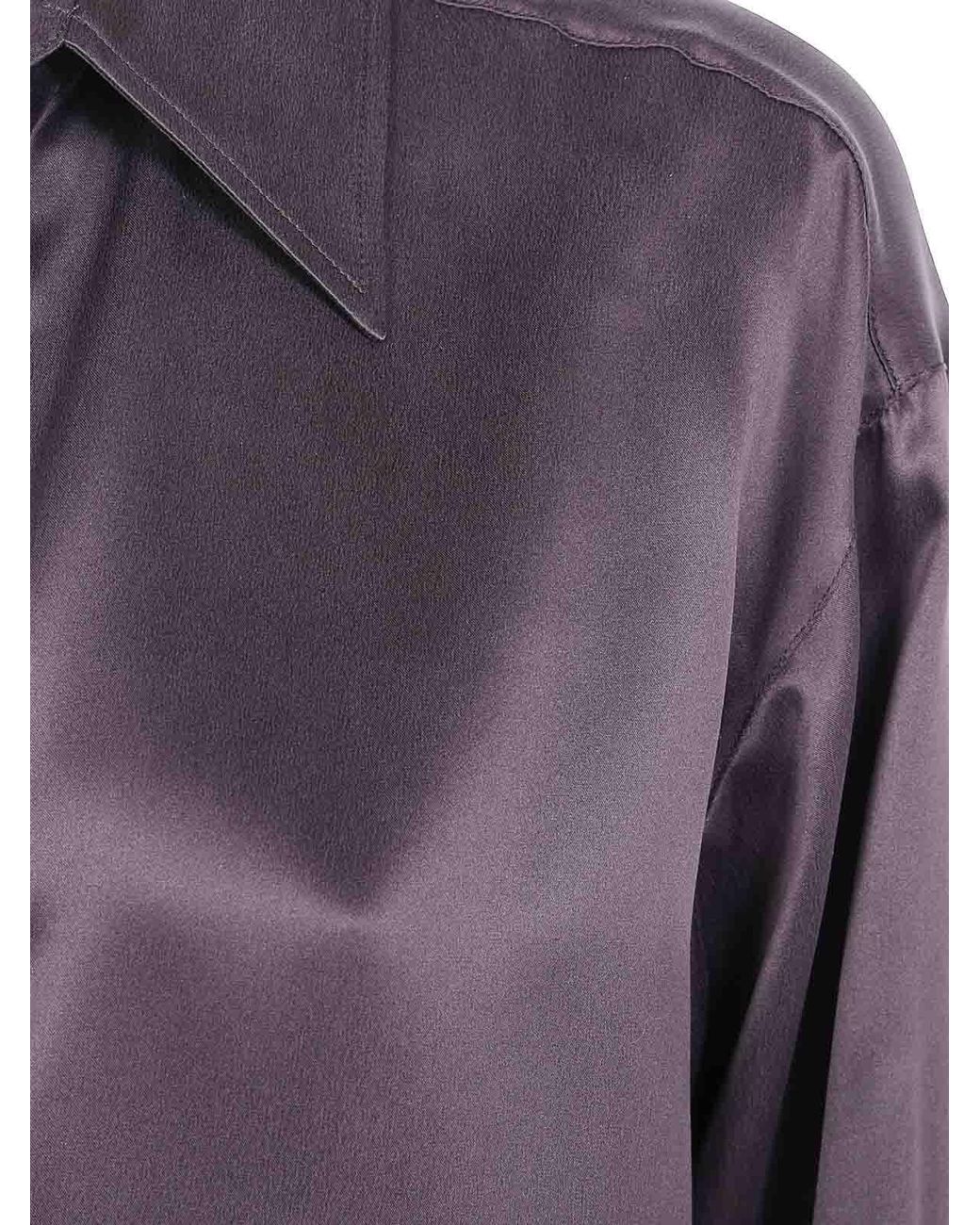 Tom Ford Purple Peach Feel Silk Satine Polo Shirt