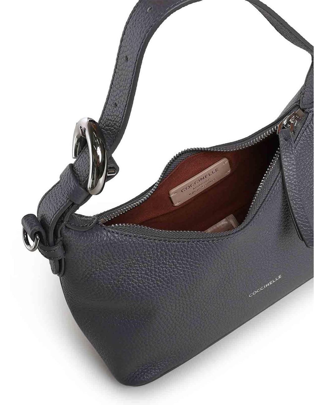 Coccinelle Blue Fern Leather Shoulder Bag