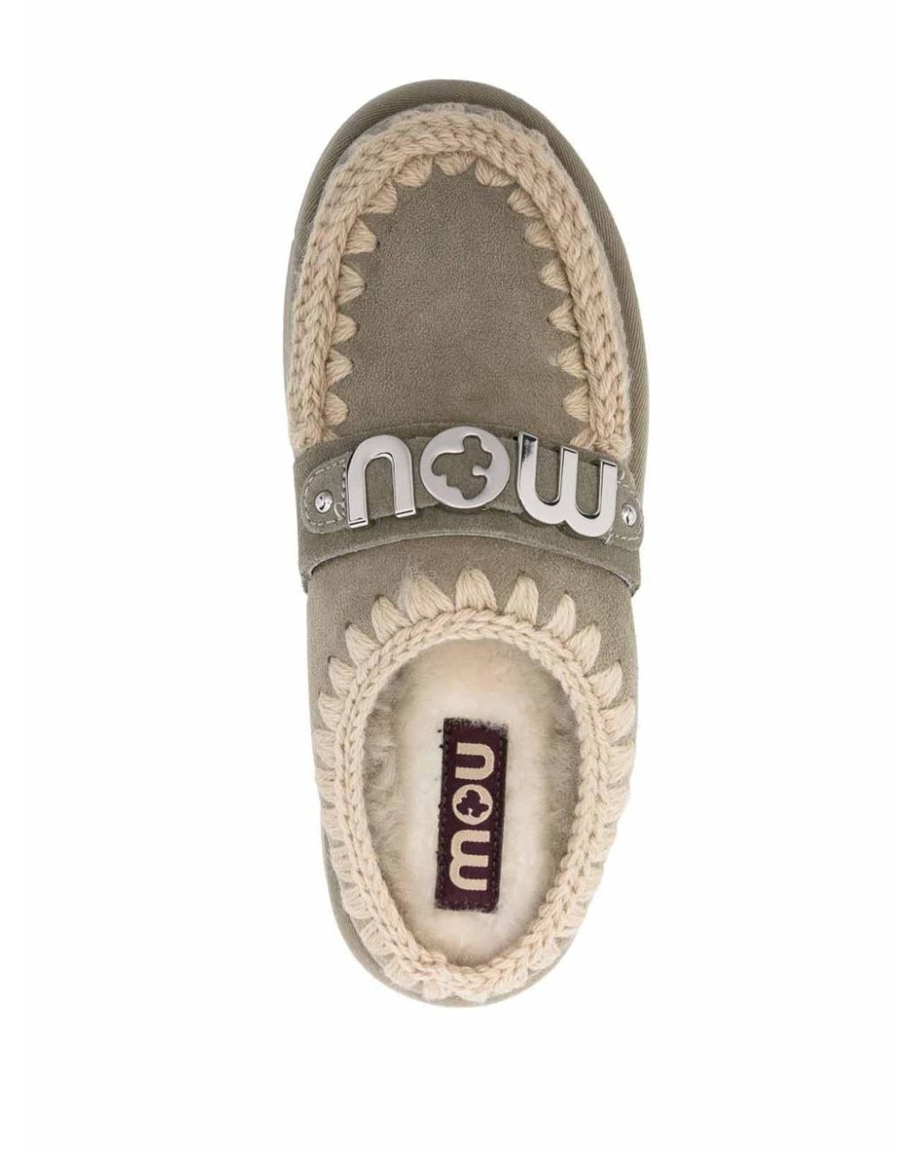 Mou Gray Bounce Clog Metal Logo Slippers