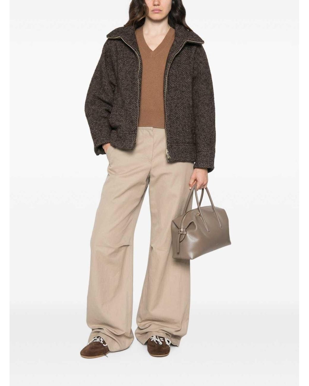 Marella Brown Wool Zip-Up Jacket