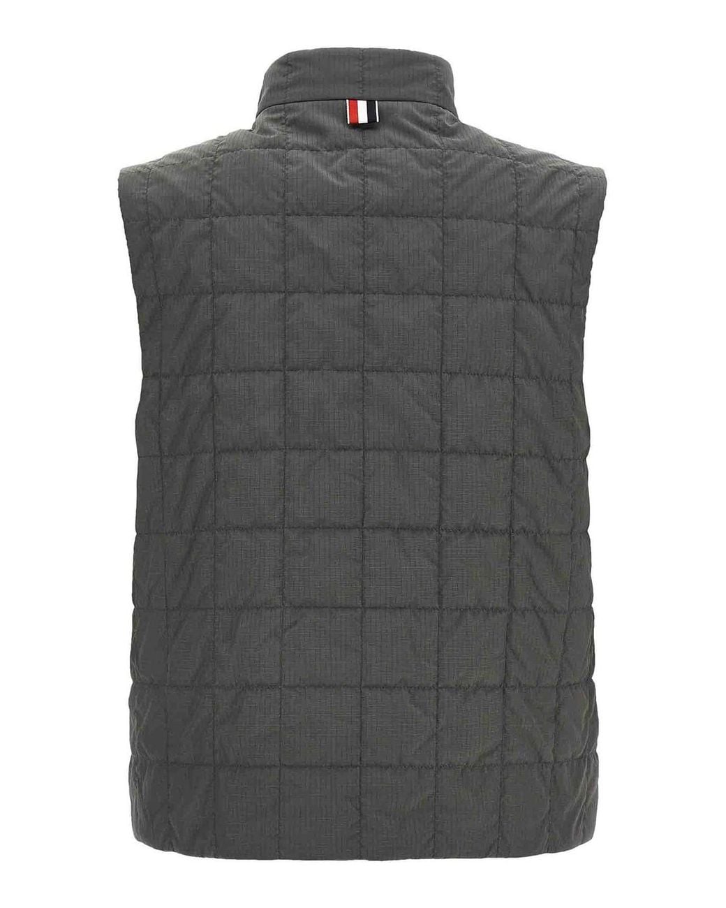 Thom Browne Gray Ripstop Shiny Vest for men