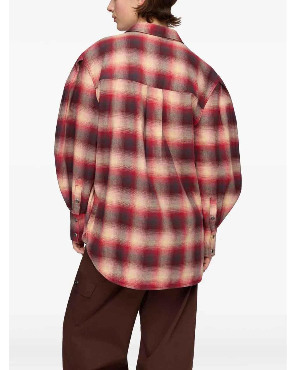 Ganni Red Flannel Check Shirt