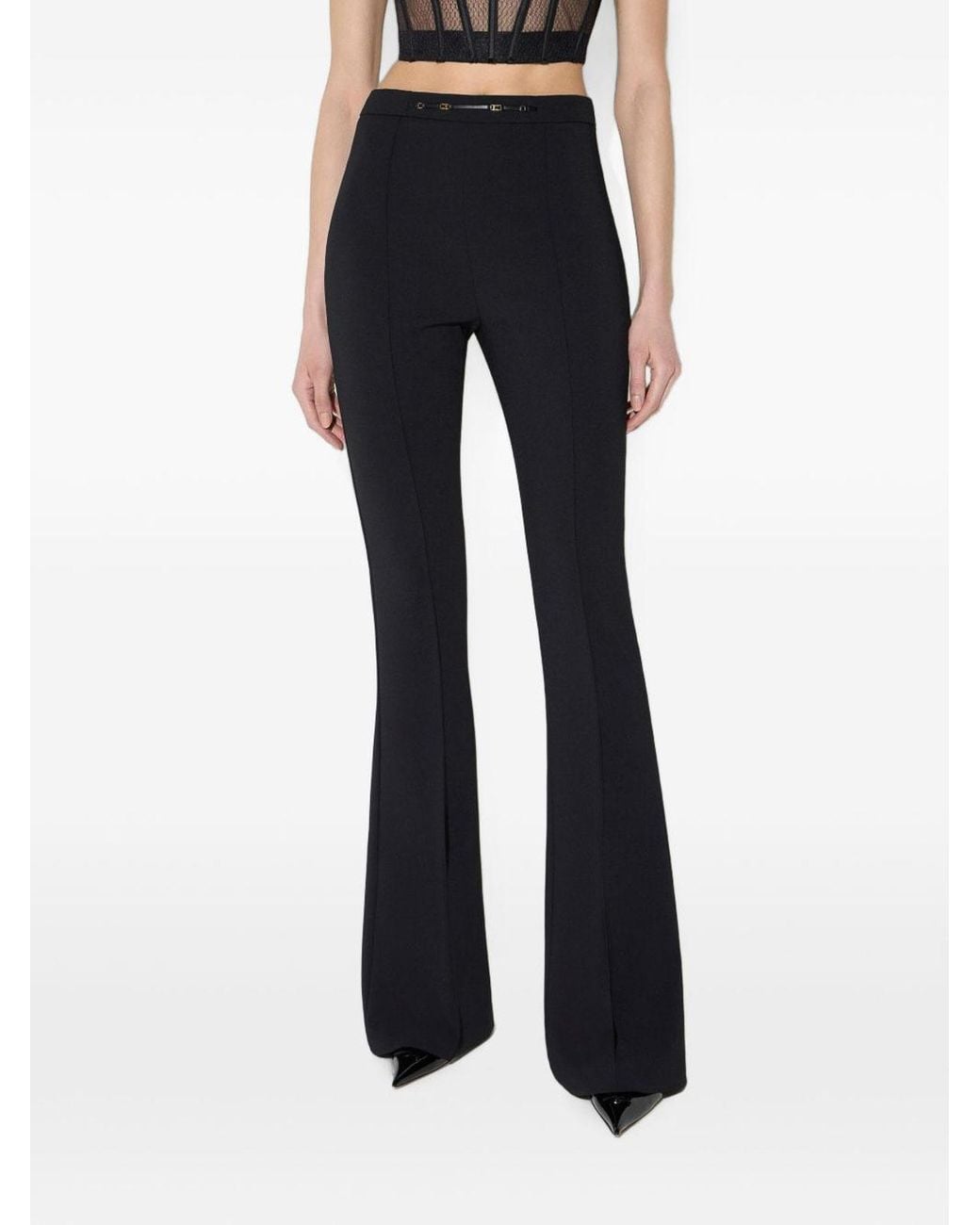 Elisabetta Franchi Blue Slim-Fit Trousers With Jewel Details