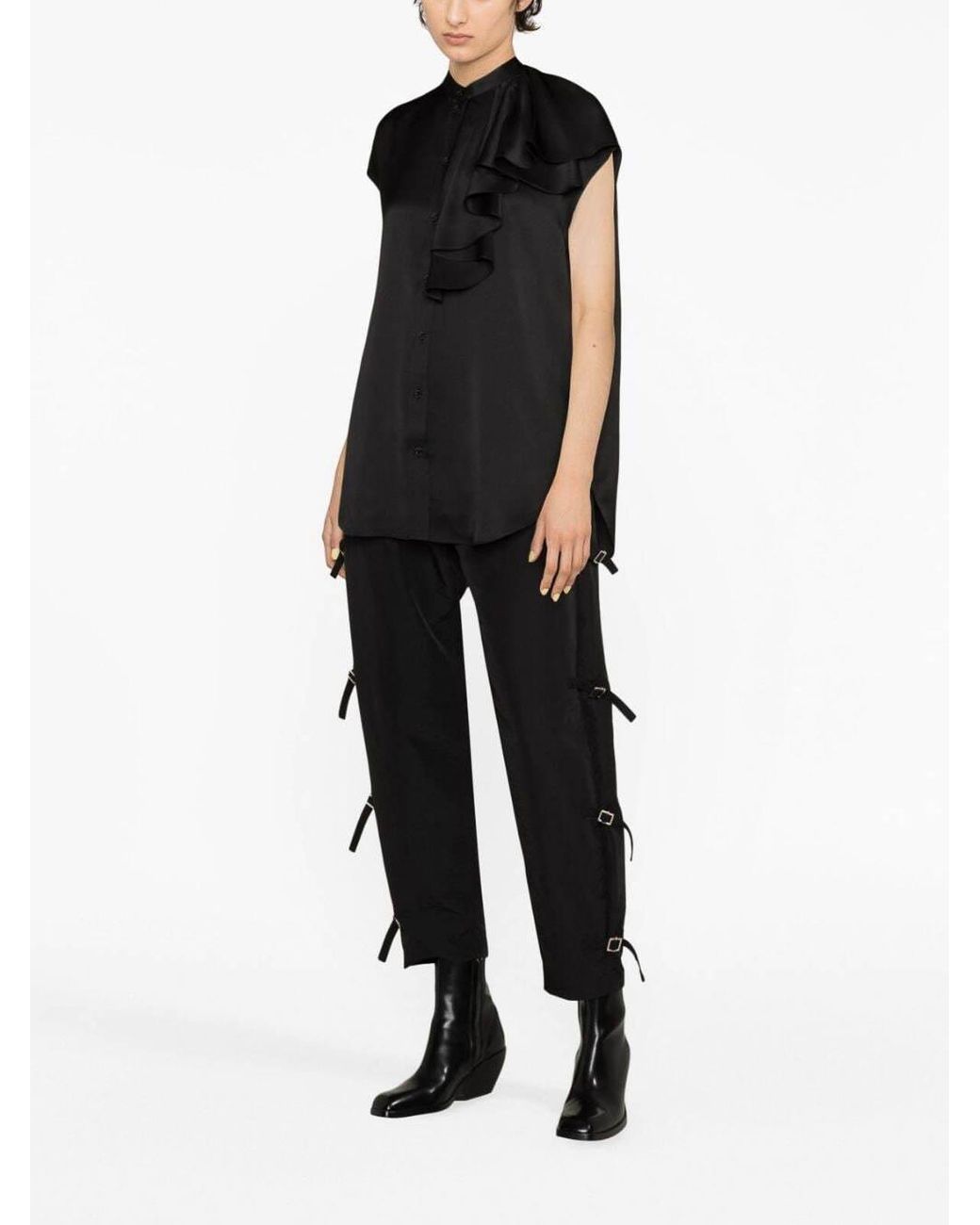 McQueen Black Fluid Double Satin Shirt