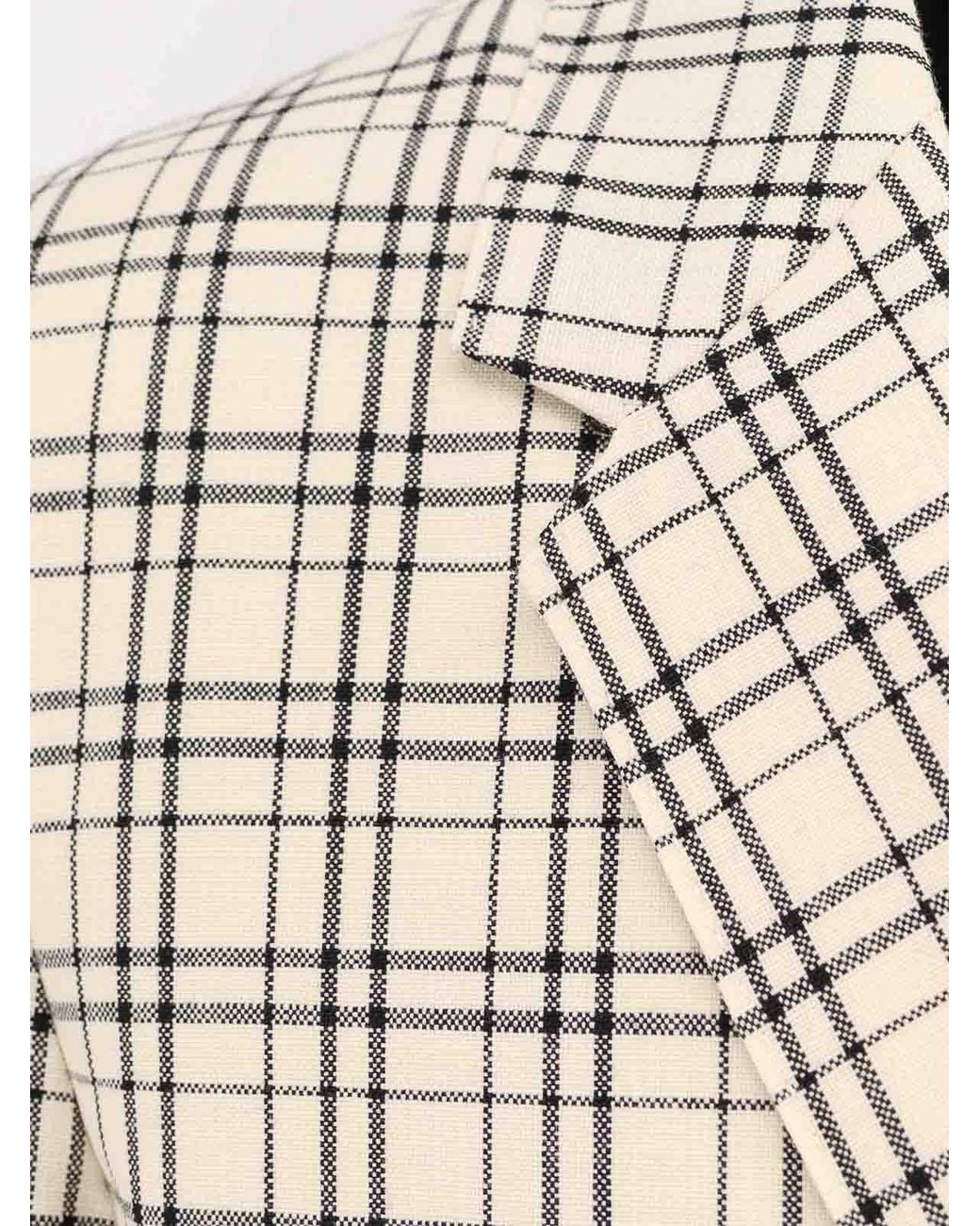 AMI White Checkered Wool Suit Jacket With Notched Lapels for men