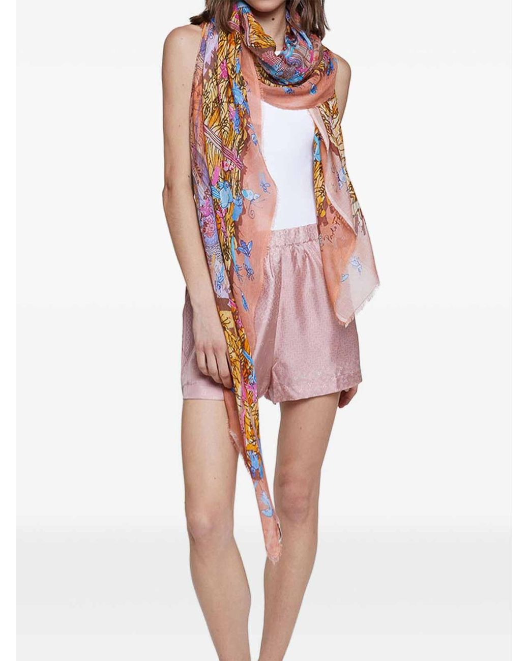 Faliero Sarti Pink New Roma Scarf With Print