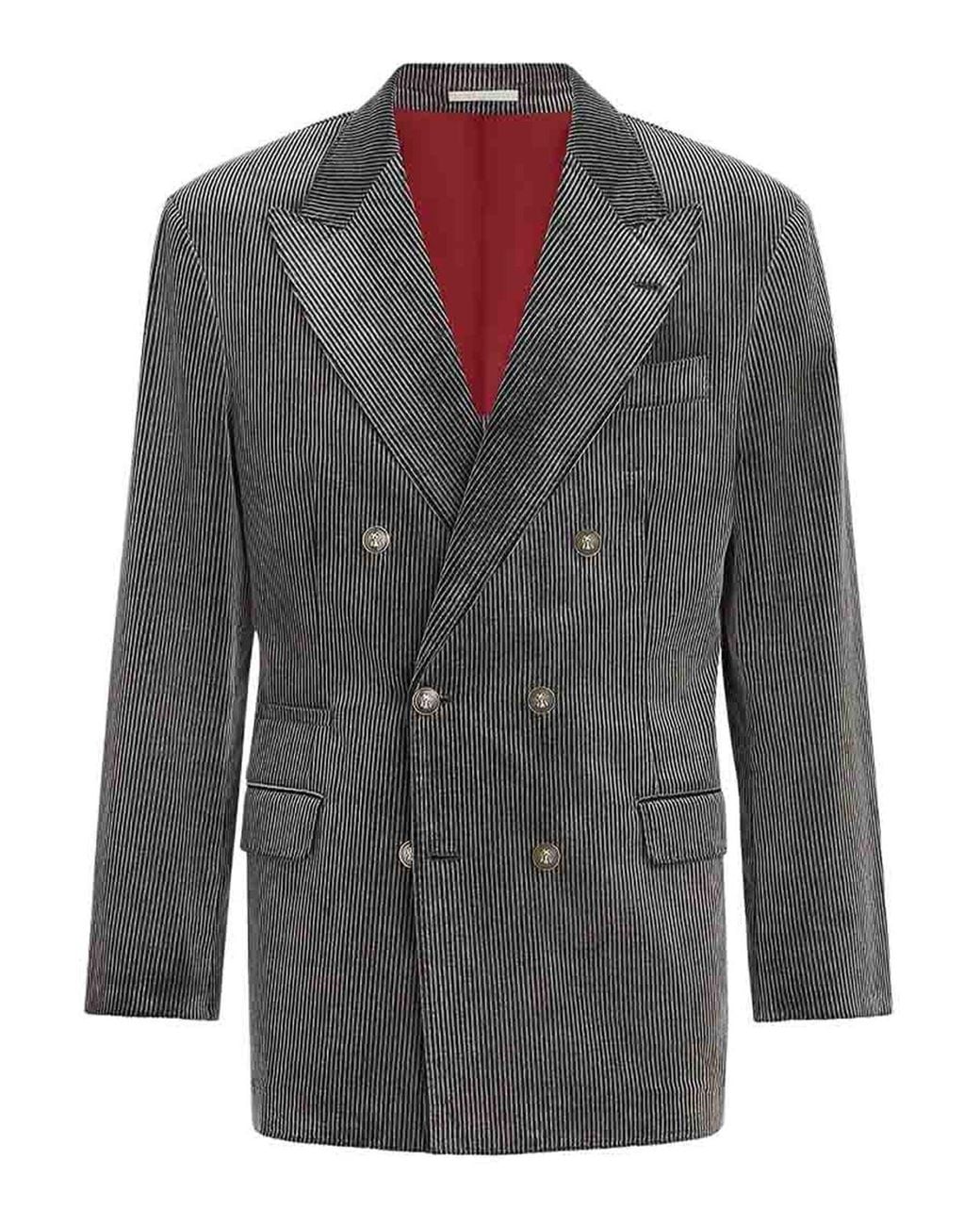 Brunello Cucinelli Gray Tailor Blazer With Metal Buttons for men