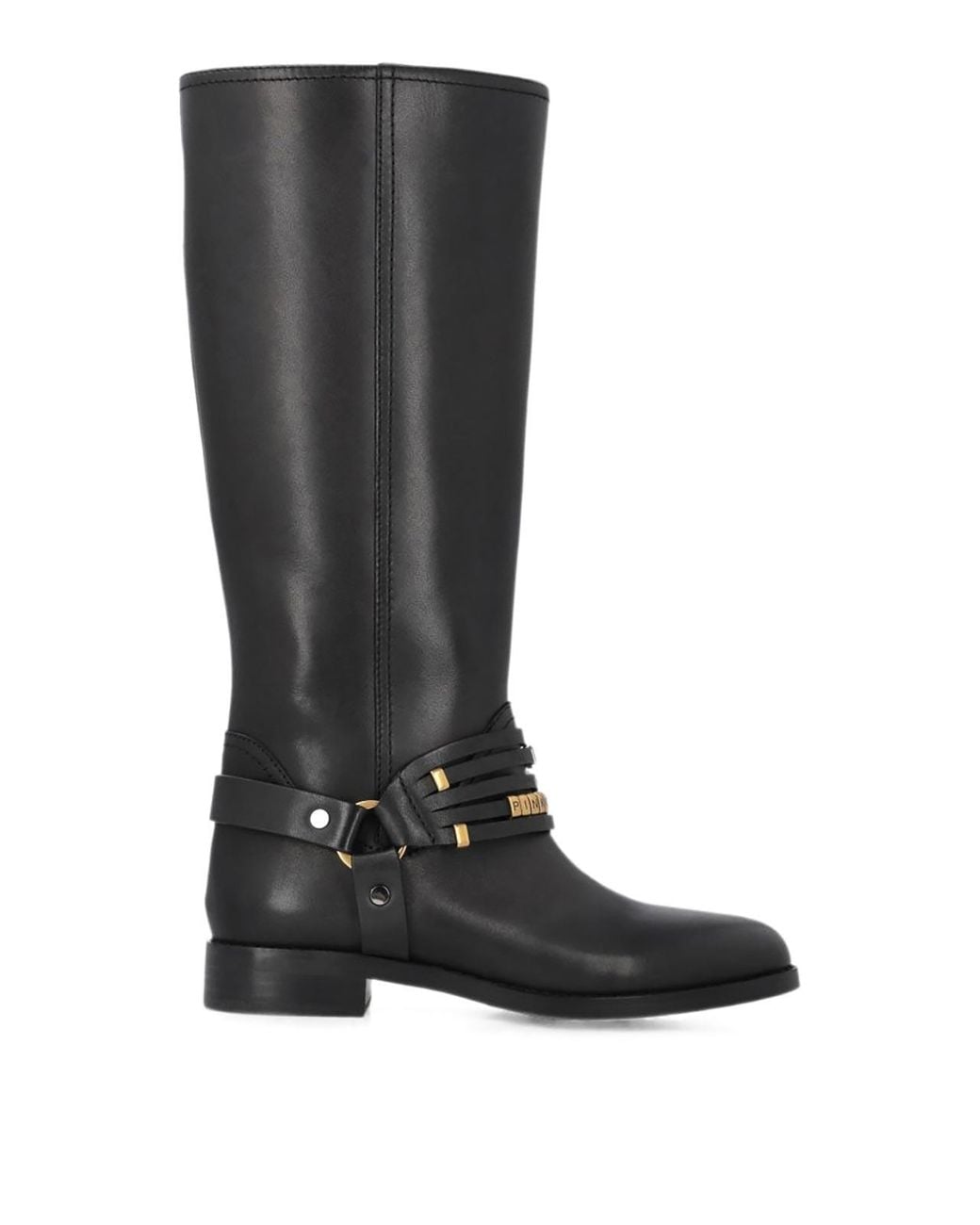 Pinko Black Harness-Detail Leather Boots