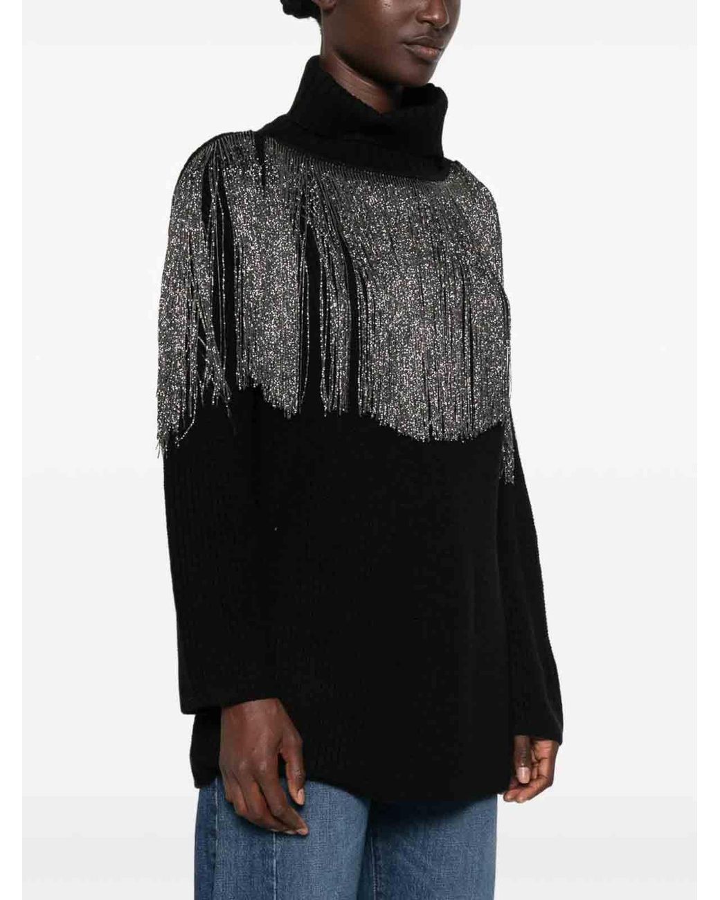 Pinko Black Camaro Turtleneck Sweater