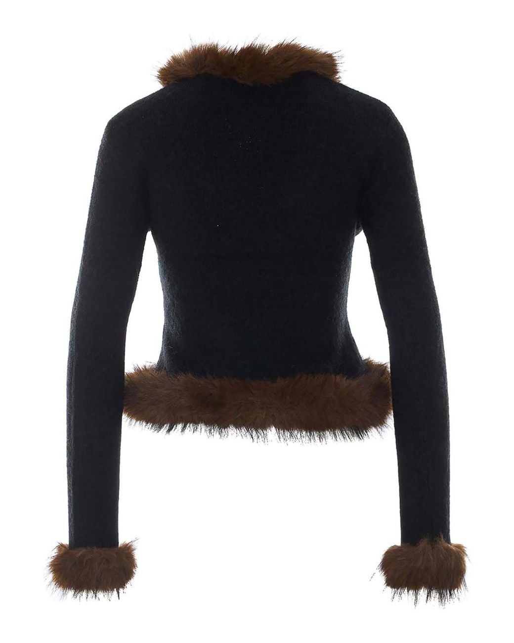 Self-Portrait Black Faux Fur Cardigan