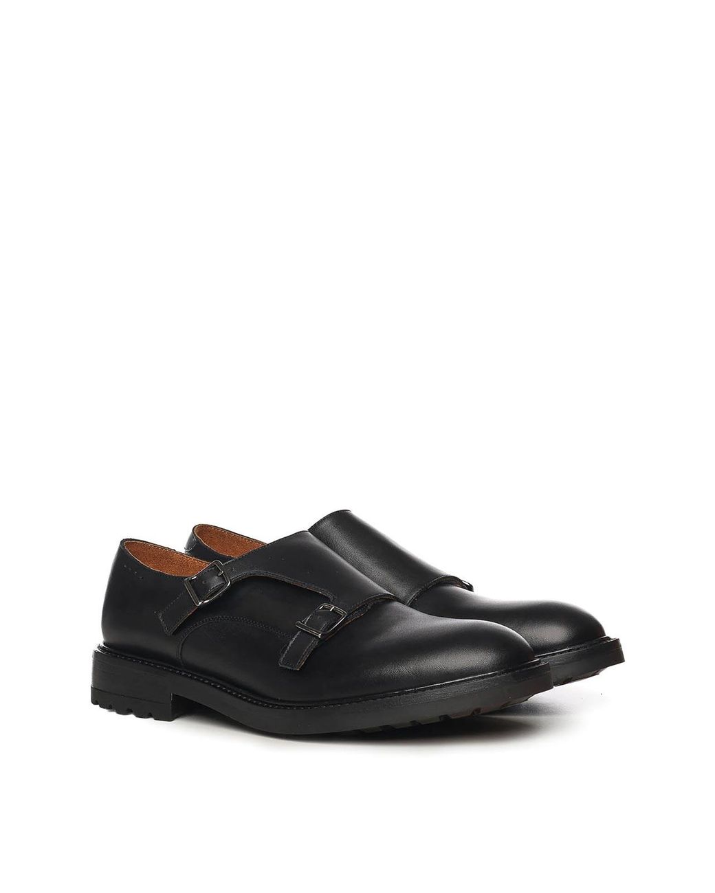 Alexander Hotto Black Leather Monk Strap Shoes for men