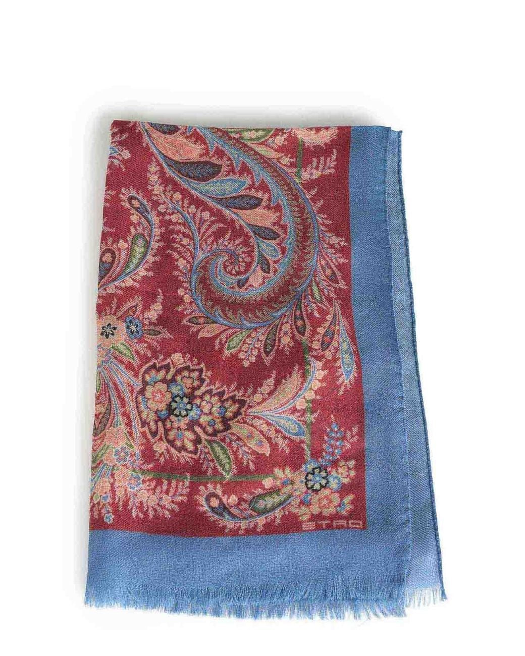 Etro Blue Scarf Made Of A Wool Blend