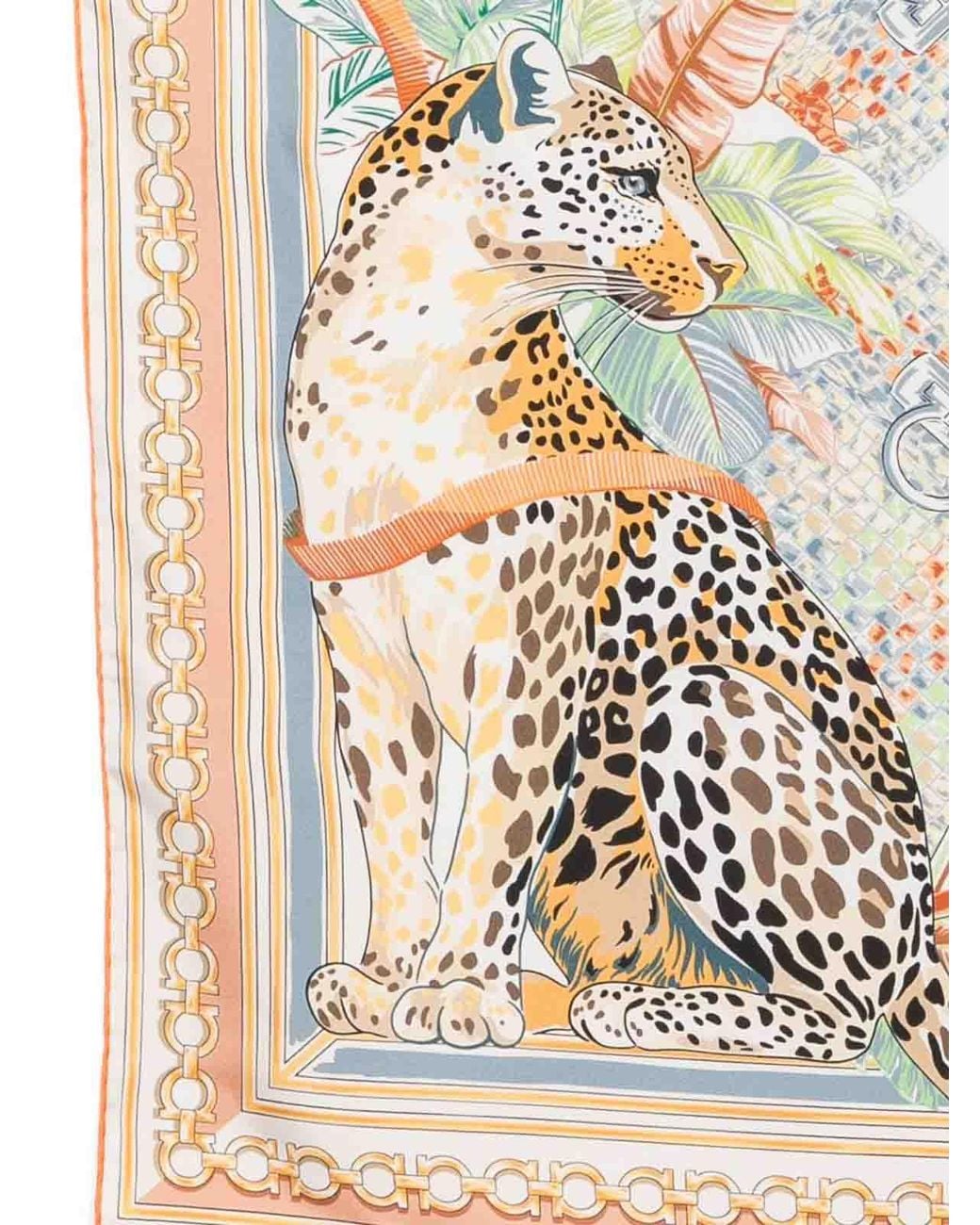 Ferragamo Metallic Printed Silk Foulard