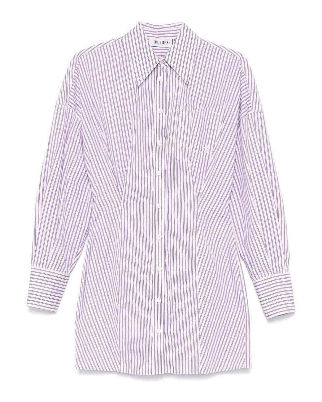The Attico Purple Mini Dress Striped Cotton
