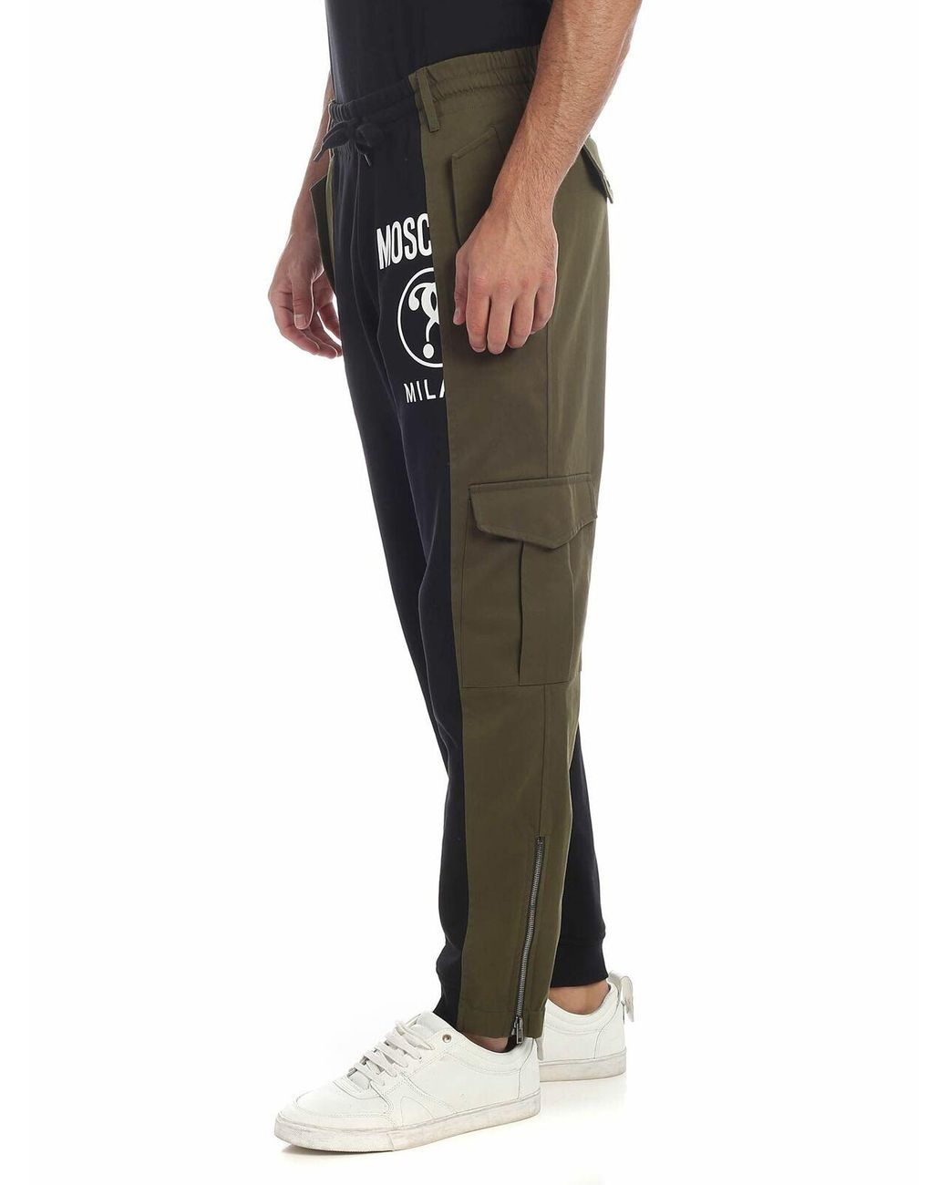 Moschino Black Double Question Mark Cargo Pants for men
