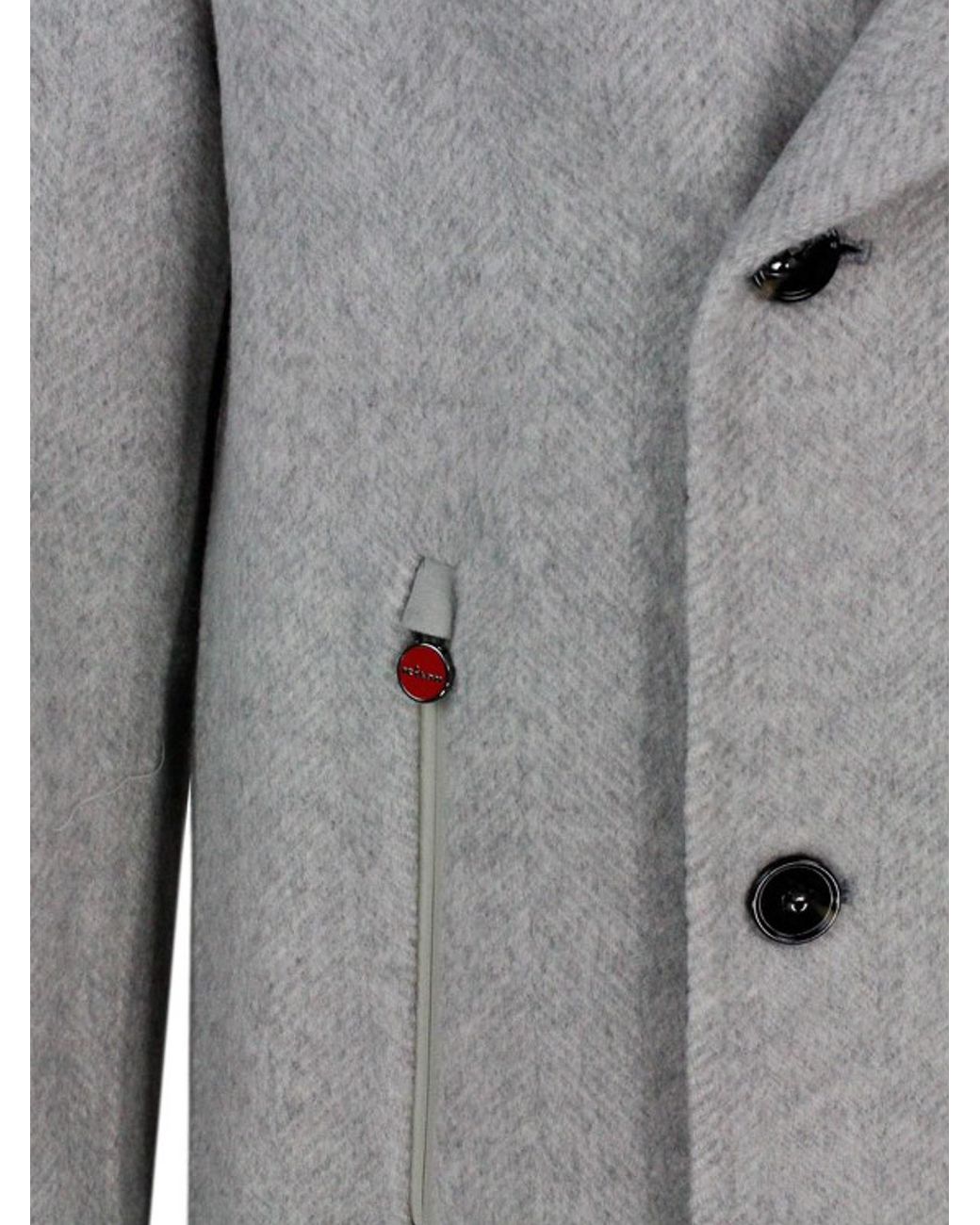 Kiton Gray Cashmere Cloth Double-Breasted Jacket for men