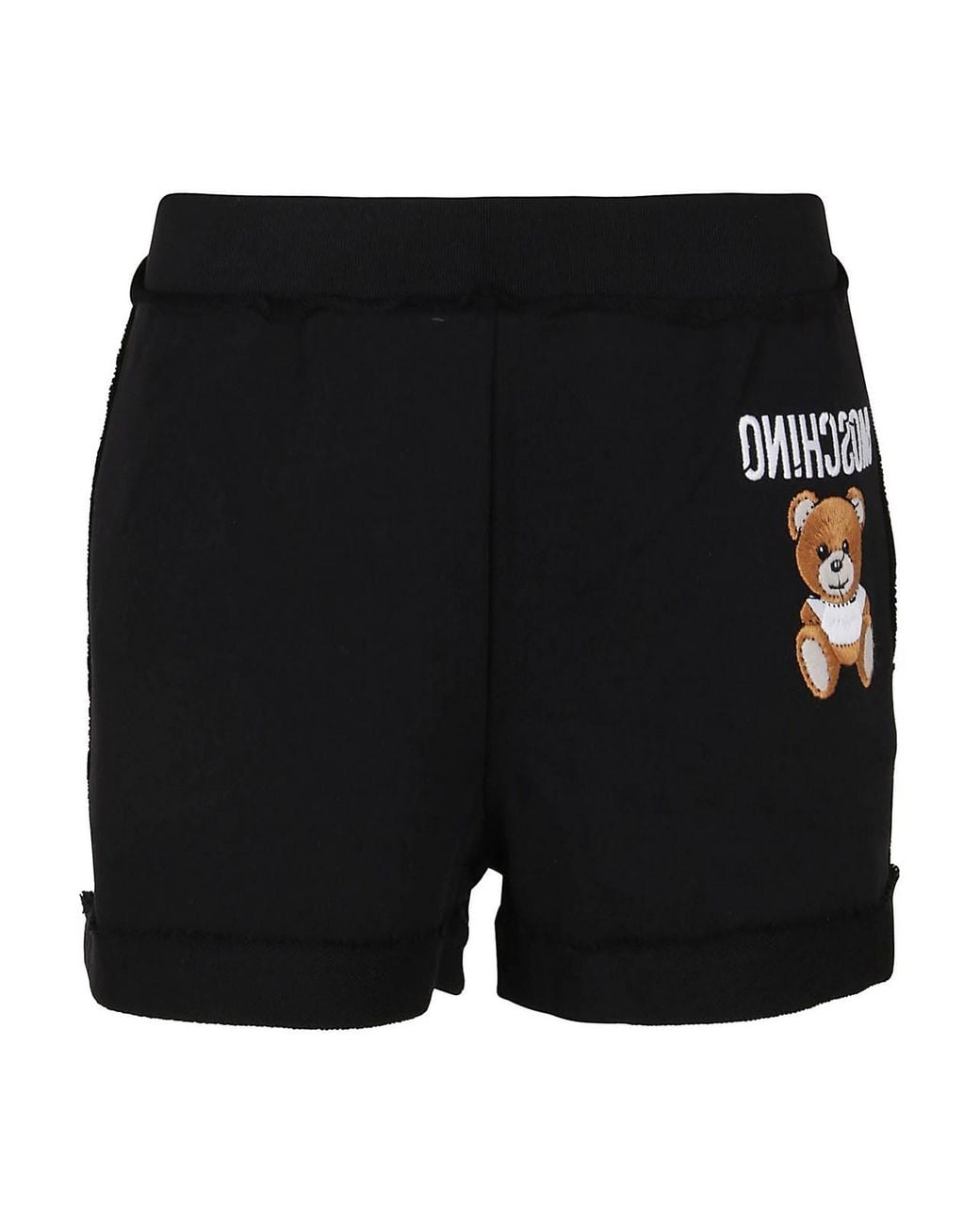 Moschino Black Teddy Logo Cotton Shorts