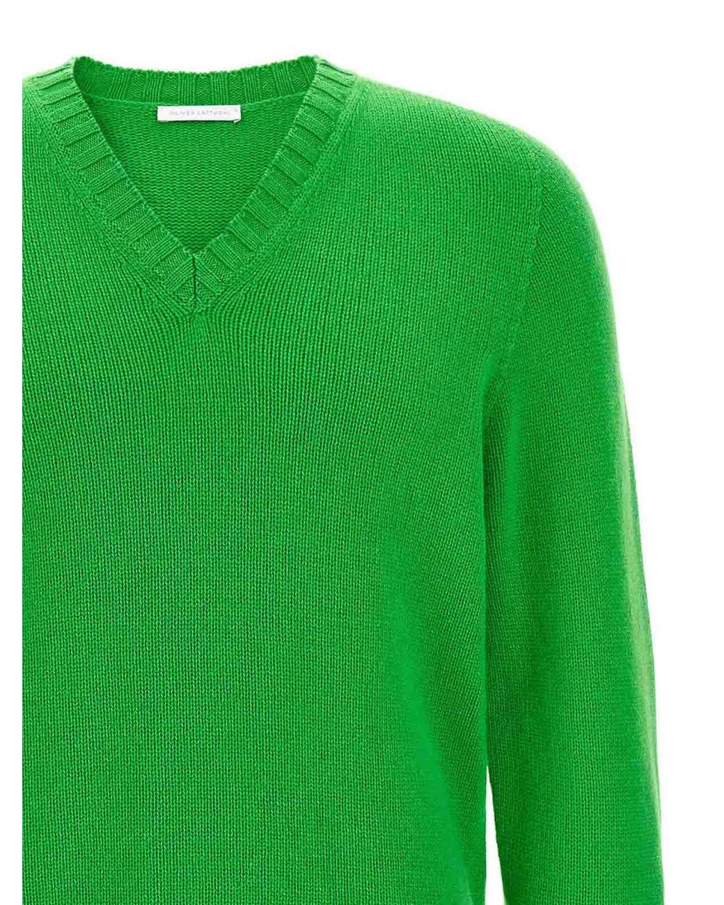 Oliver Lattughi Green Cashmere Sweater for men