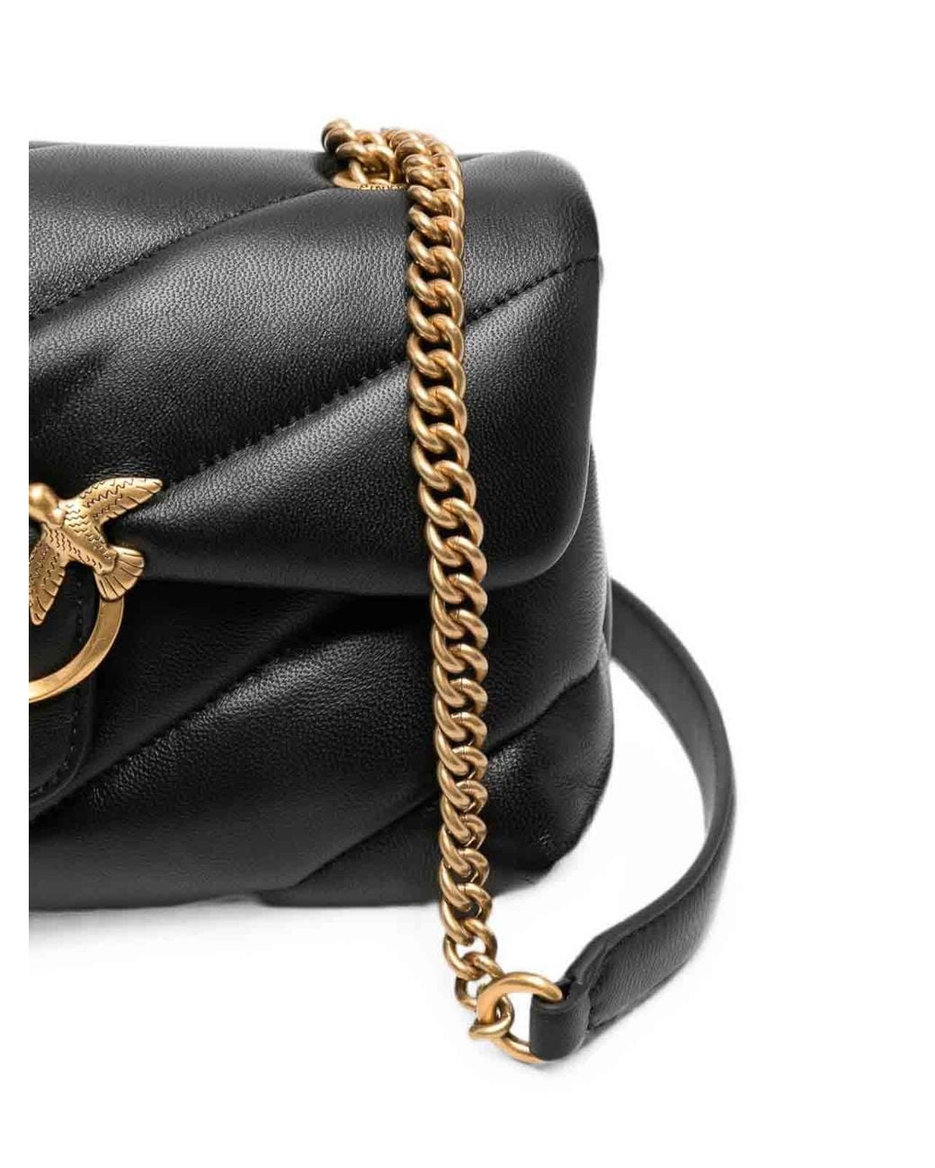 Pinko Black Love Puff Mini Quilted Bag