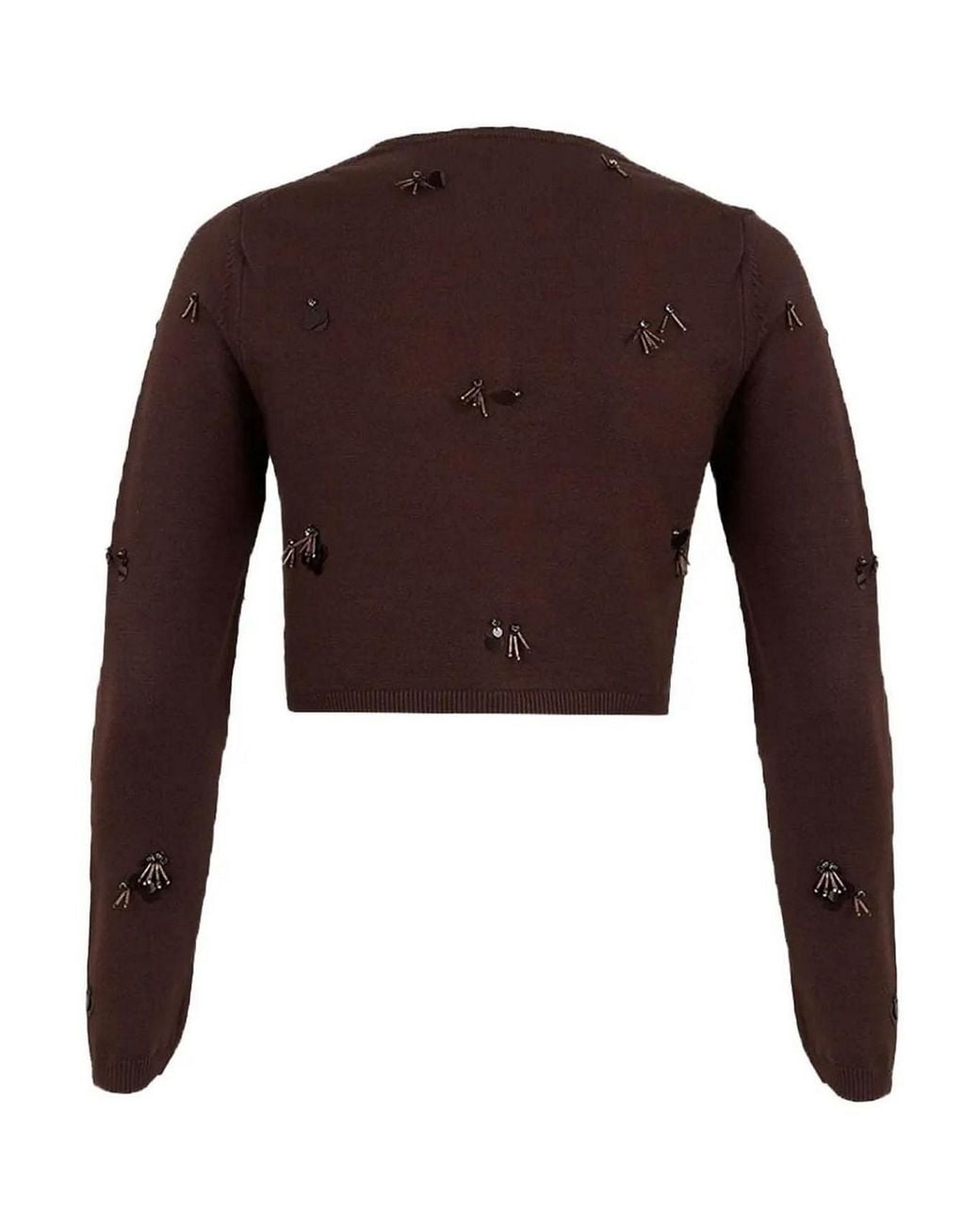 Jonathan Simkhai Brown Zadie Embellished Cropped Cardigan