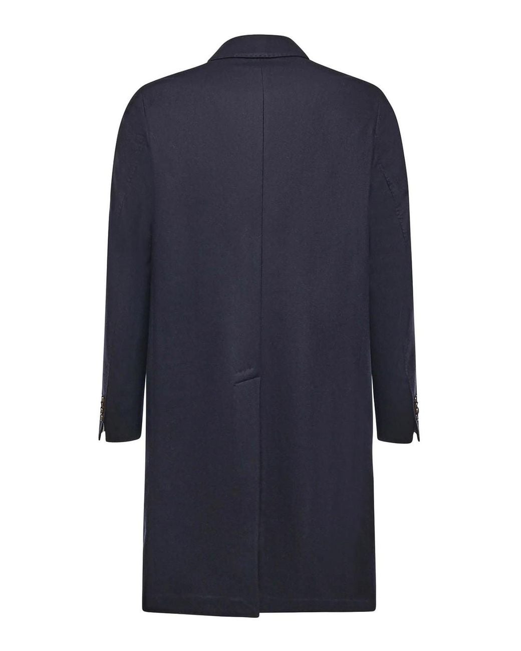 Santaniello Blue Single-Breasted Wool Blend Coat for men
