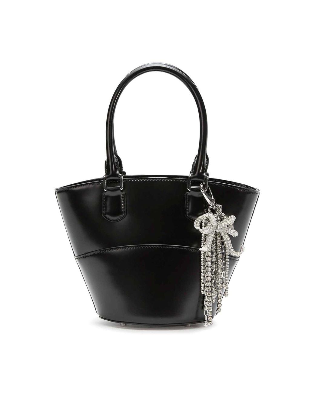 Self-Portrait Black Leather Shoulder Bag With Charms