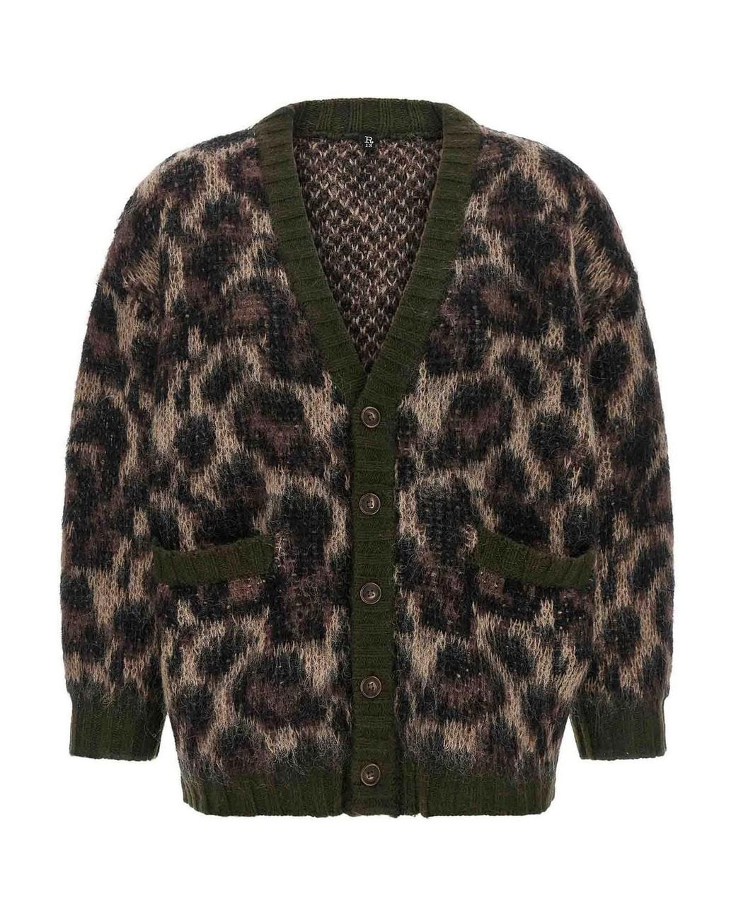 R13 Black Animal Print Cardigan
