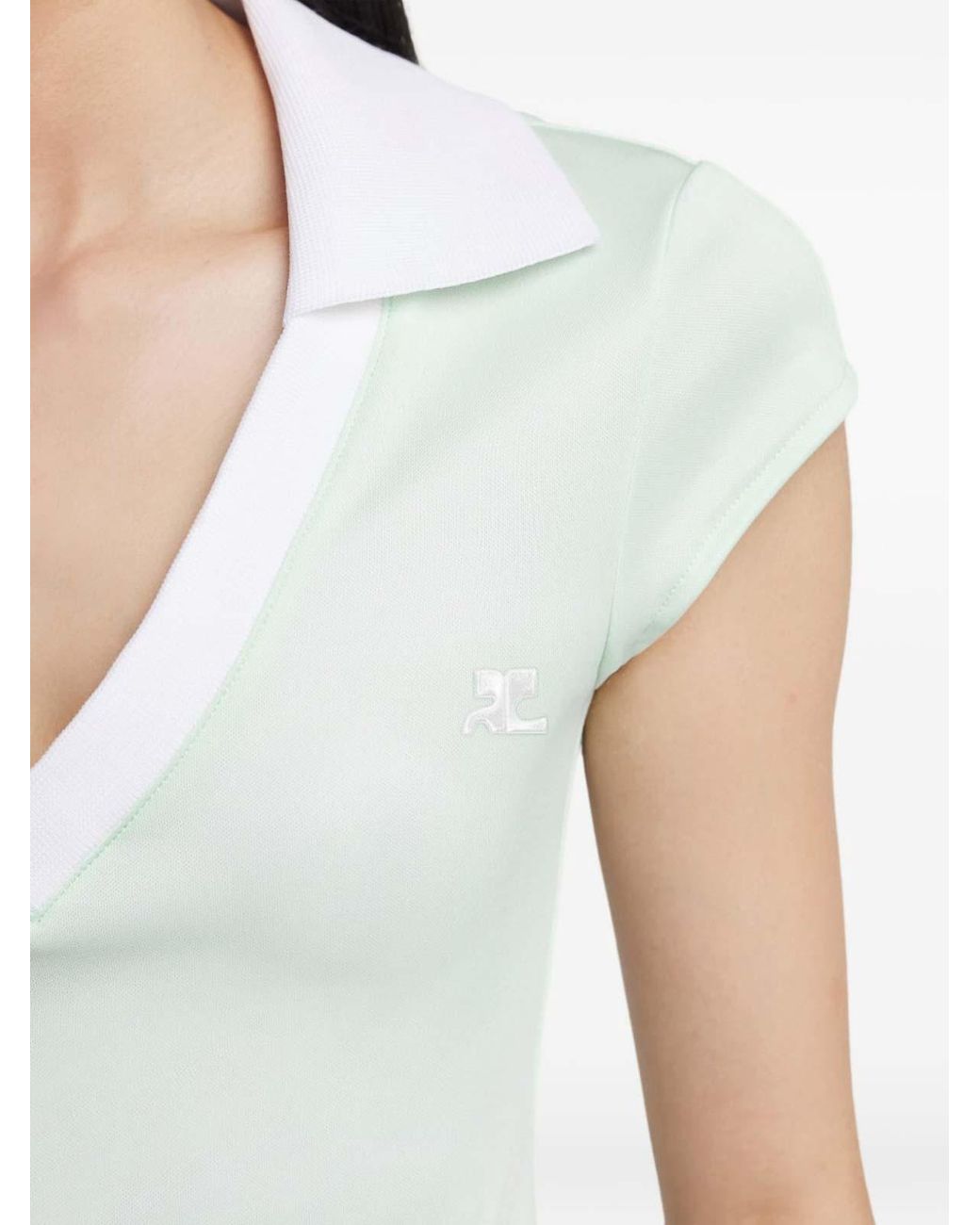 Courreges White Logo Cropped Polo Shirt