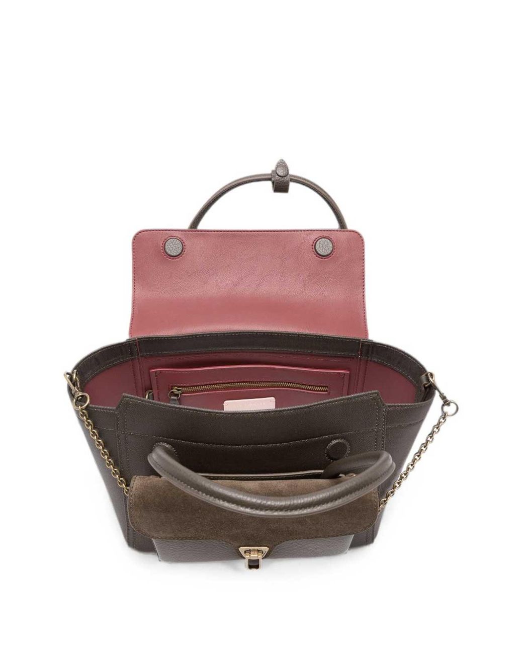 Coccinelle Brown Leather Bag With Suede Details