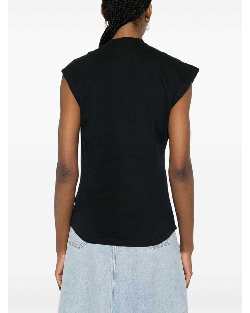 Isabel Marant Black Asymmetric Organic Cotton T Shirt