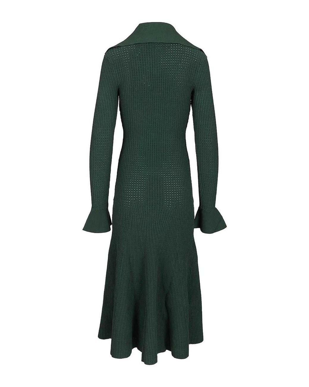 Self-Portrait Green Kknitted Midi Dress
