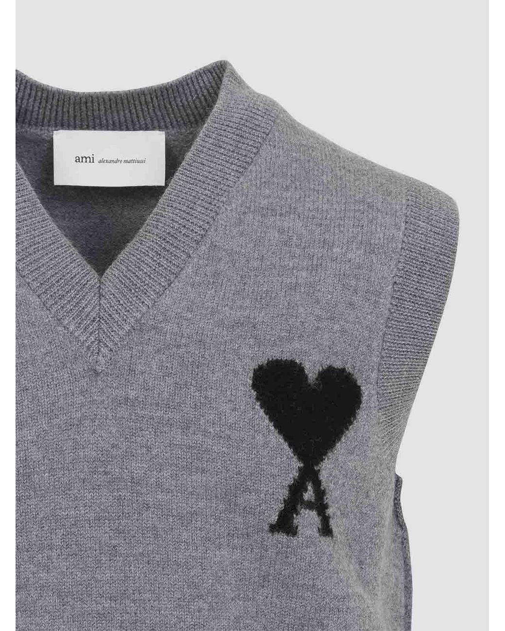 AMI Gray Adc Sleevless Sweater for men
