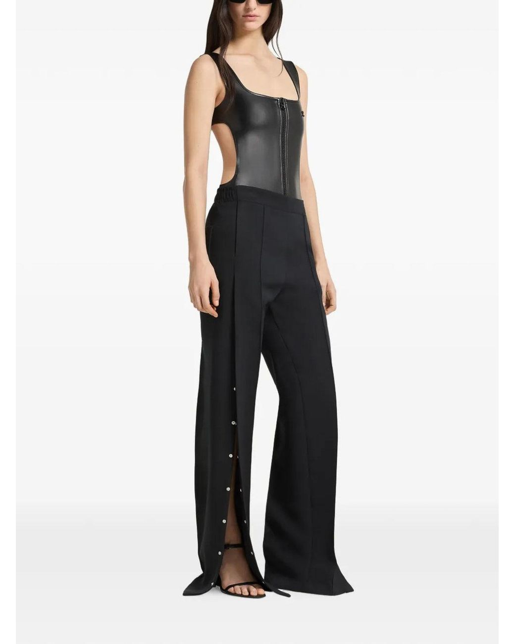 Courreges Black Top Cut Out Faux Body