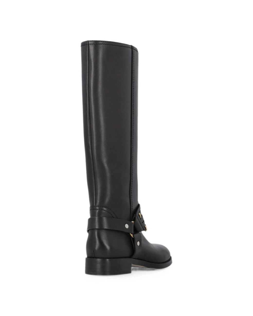 Pinko Black Harness-Detail Leather Boots