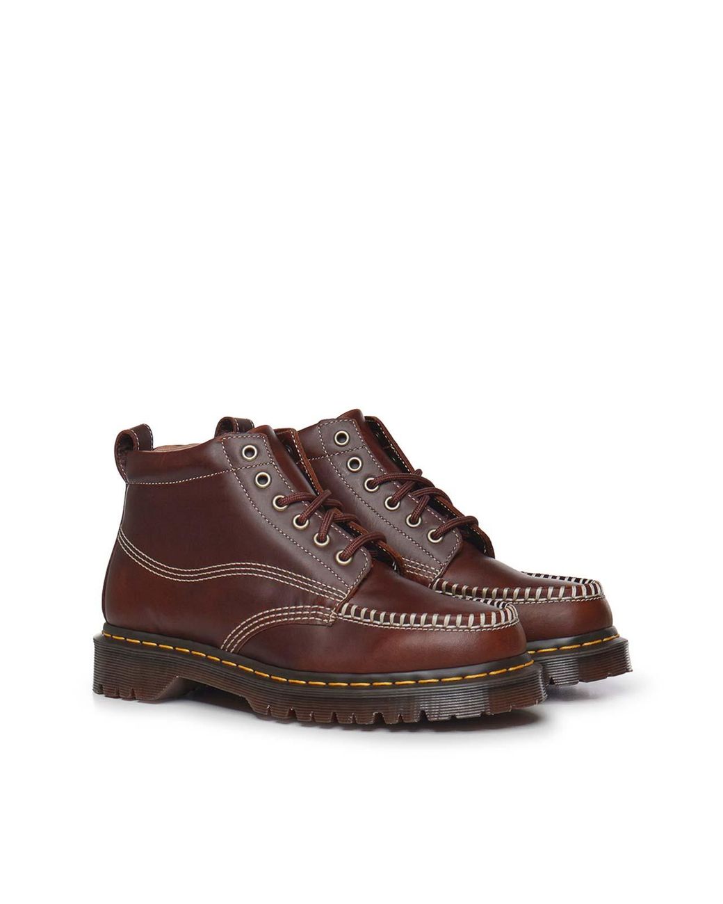 Dr. Martens Brown Lowell Leather Moc-Toe Chukka Boots for men