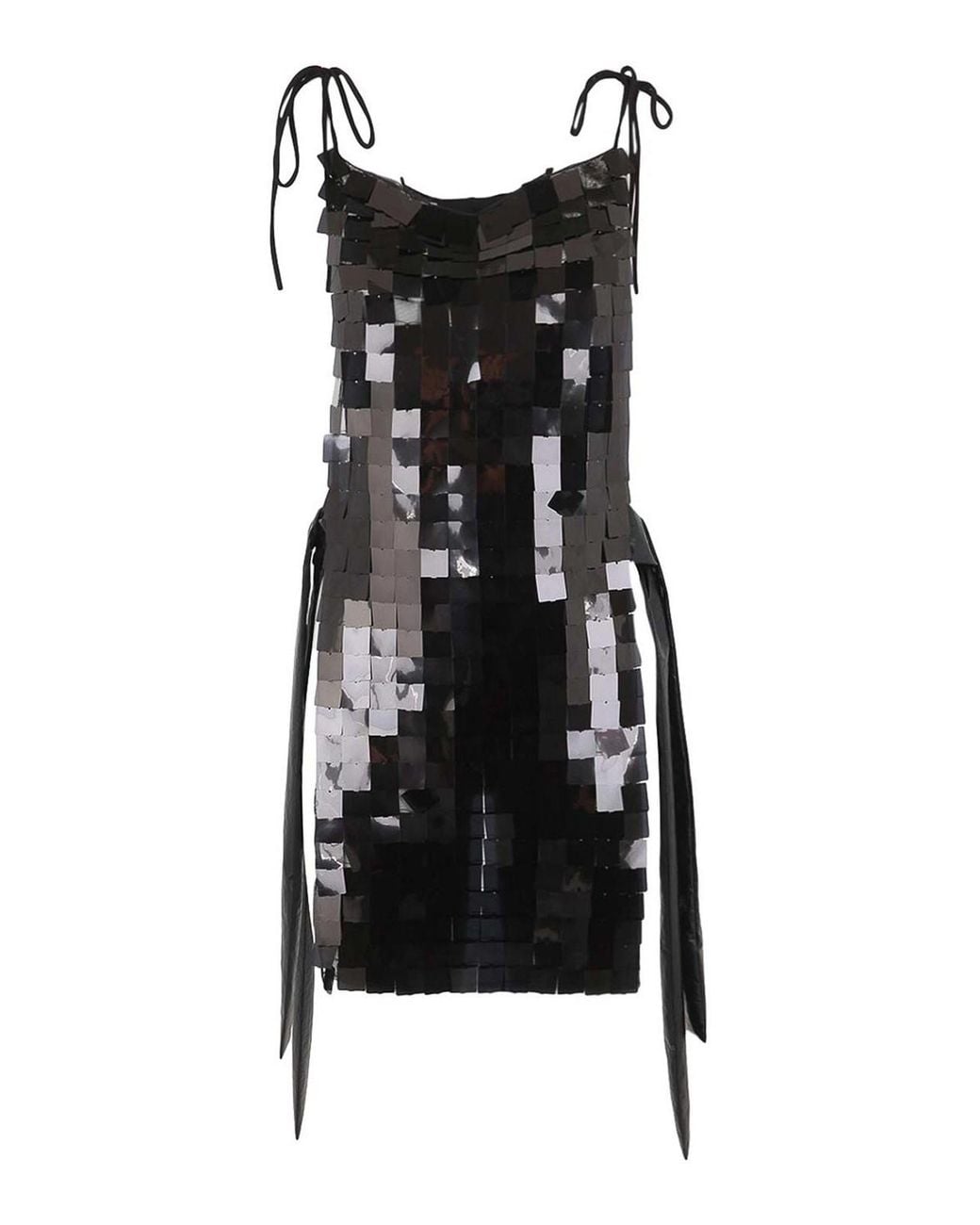 Maria Calderara Black Corazza Macro Square Sequins On Tulle Dress