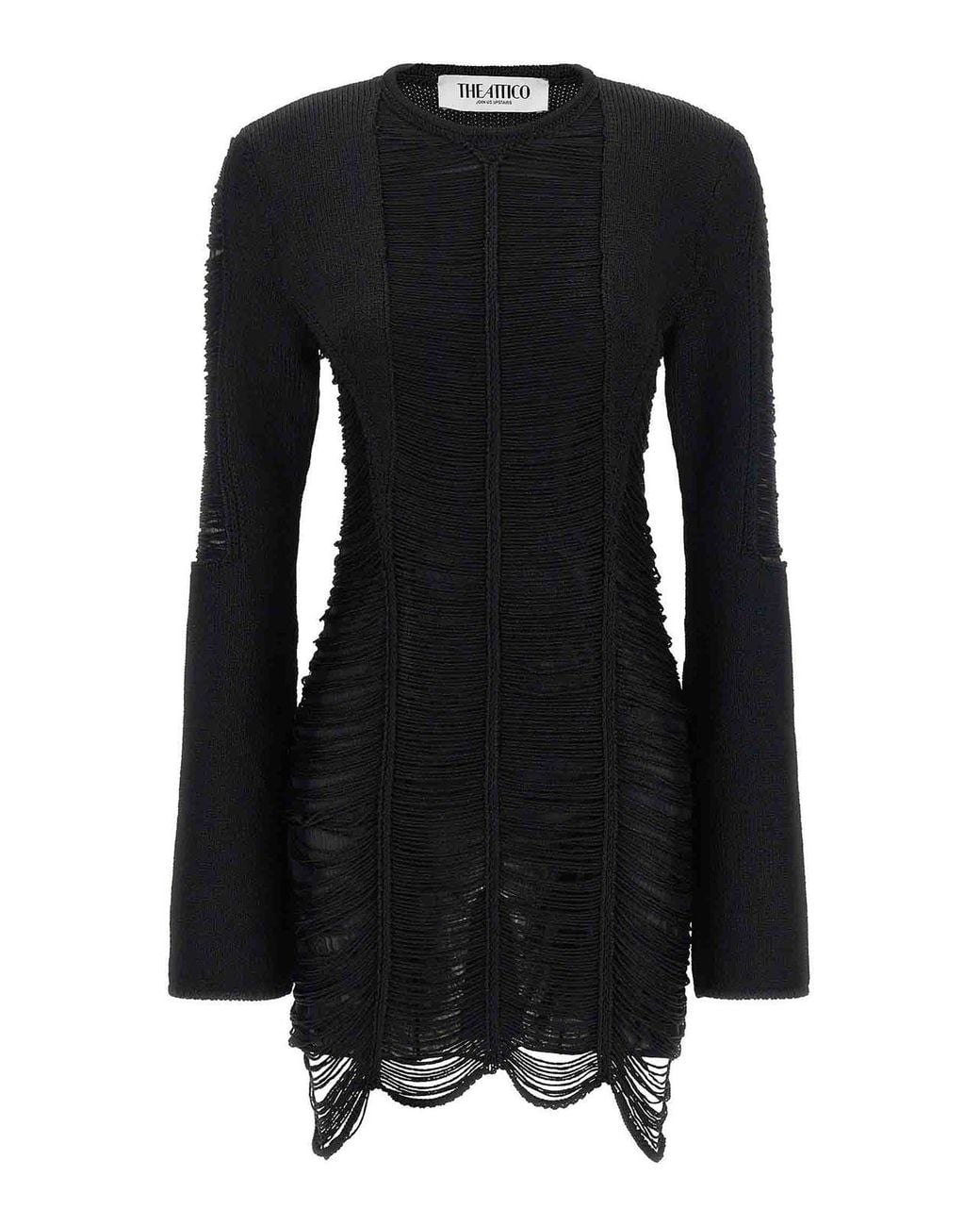 The Attico Black Fringed Dress