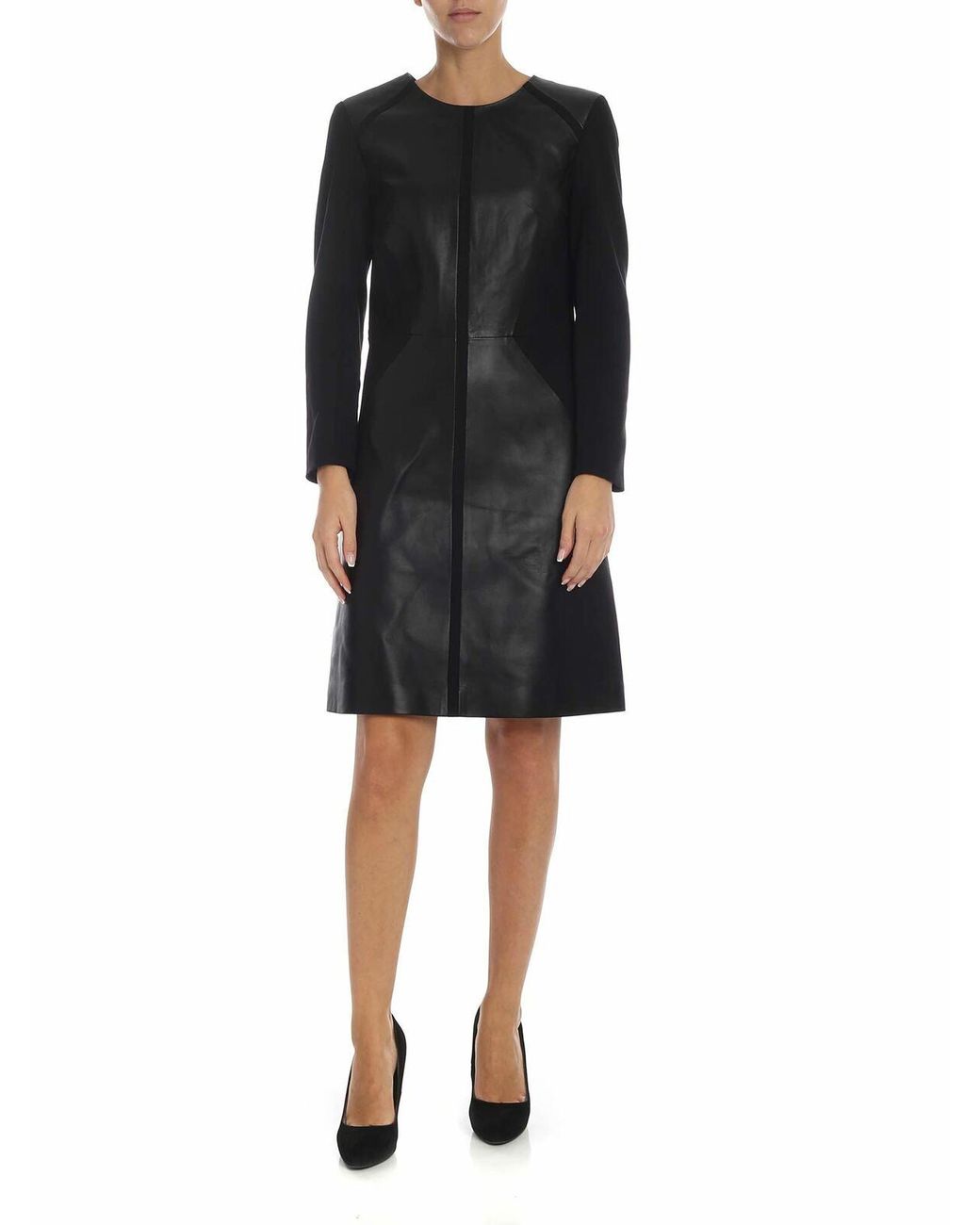 Karl Lagerfeld Black Long-Sleeved Crewneck Dress