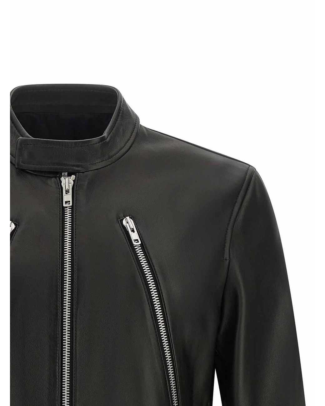 Maison Margiela Black '5-Zip' Leather Jacket for men